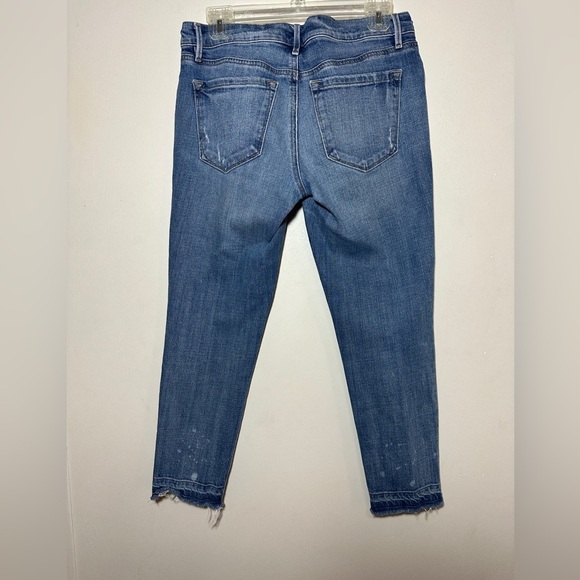 Loft Relaxed Skinny Crop Blue Jeans Frayed Hem size 27/4 - Picture 3 of 4